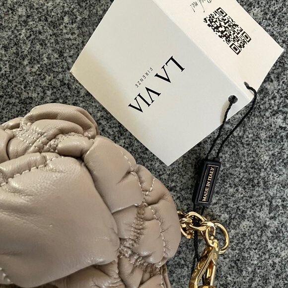 FAB LA VIA SOFT PUFF LEATHER BAG CLUTCH CHAIL STRAP PRADA DUSTBAG MADE IN ITALY - Picture 10 of 12